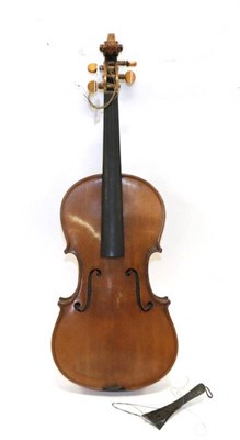 Lot 3006B - Violin 14 1/8'' two piece back, ebony fingerboard, with label 'Antonius Stradivarius Cremonasis...