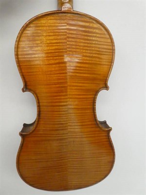 Lot 3006 - Violin 14 1/8'' two piece back, ebony fingerboard, with label 'Antonius Stradivarius Cremonasis...