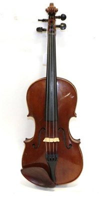 Lot 3006C - Violin 14 1/8'' two piece back, no makers mark, ebony fingerboard and pegs in Hiscox Liteflite case