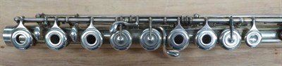 Lot 3015 - Flute By L L Louis Lott (Paris) believed to be solid silver, soldered tone holes, open hole and...