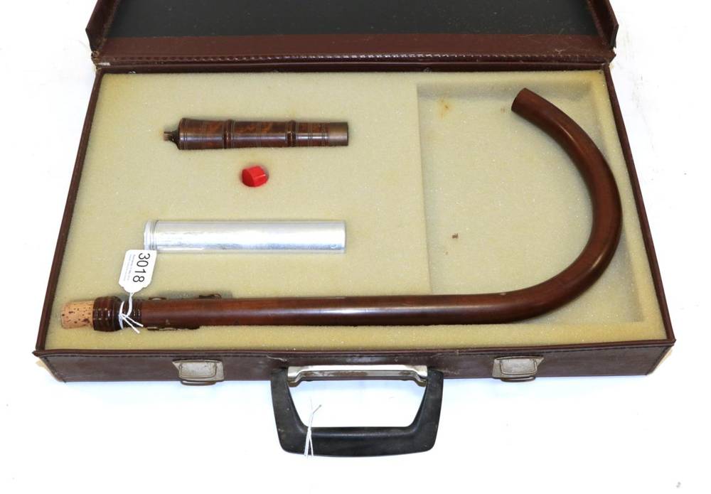 Lot 3018 - Moeck Crumhorn eight finger holes and two keys (cased)