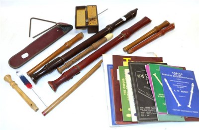 Lot 3020 - Various Recorders including a Schotts Concert Tenor stamped 'Made in Germany' and others; also...
