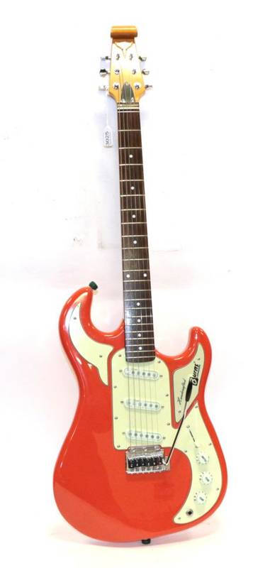Lot 3025 - Burns Club Series Electric Guitar no.0906015, red body with white scratchplate and tremelo arm...