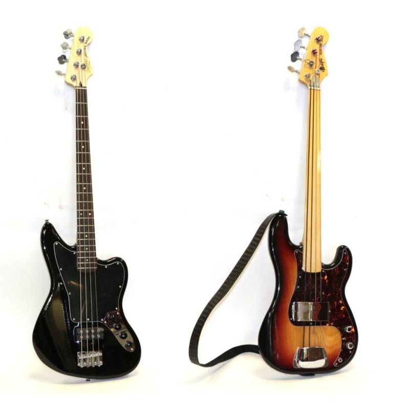Lot 3028 - Fender Squier Jaguar Bass Guitar Crafted in Indonesia no.CS11125525, black in hard case and...