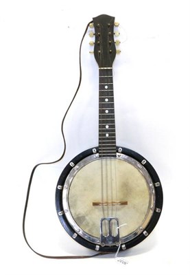 Lot 3037 - Banjo-Mandolin 8'' head, 8 strings,17 frets with fixed resonator, no makers mark (cased)