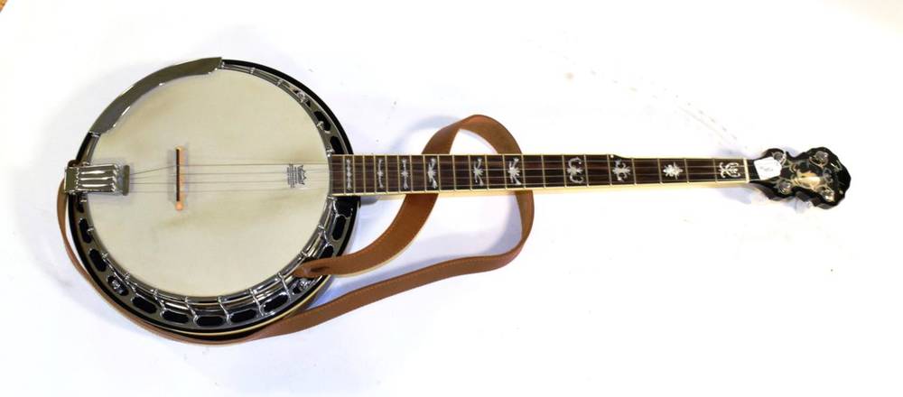 Lot 3039 - Fender 5-String Banjo Crafted in Korea no. KD05050371 with 11'' head, mother of pearl inlay to...