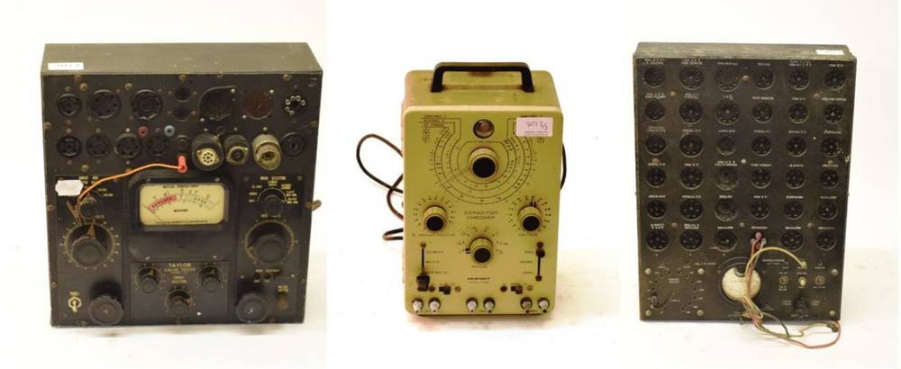 Lot 3073 - A Taylor 45A Valve Tester; a large Radiometer Ltd valve tester board with meter and plug wire...