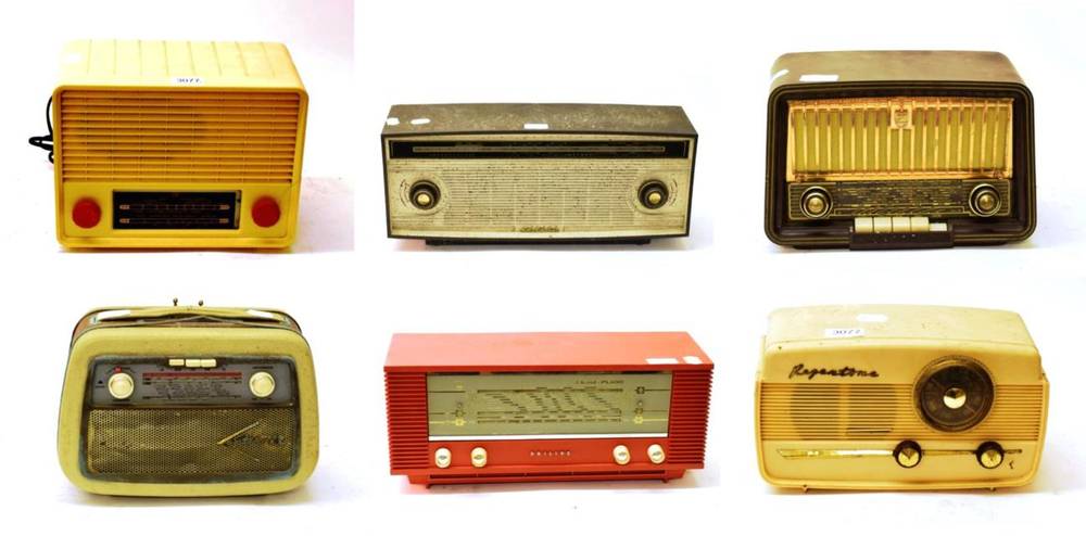 Lot 3077 - Unusual Dutch Cakkord Mains Portable Radio; Regentone DP2; Philips 538; small late PYE in cream...