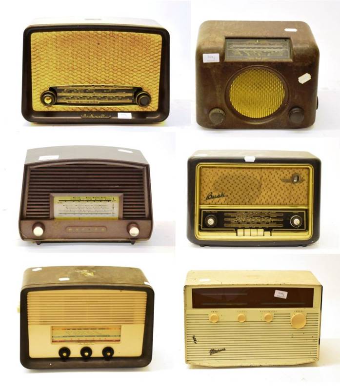 Lot 3085 - Bush DAC90A Radio in brown bakelite case; Murphy U198H; Bush VHF61; Marconiphone T89; HMV 1370...