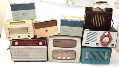Lot 3106 - Murphy A100 'The Handbag' Radio in dark maroon bakelite case; Decca portable; Bush VHF80C;...