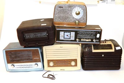 Lot 3108 - Bush DAC10 Radio in brown and cream bakelite case; Radialva super AS50; two band Alba; Ferranti...