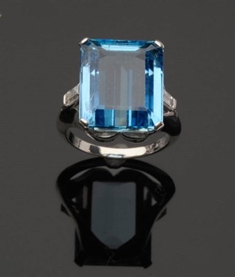 Lot 525 - An Aquamarine and Diamond Ring, inscribed 'BOUCHERON', the large emerald-cut aquamarine in a...