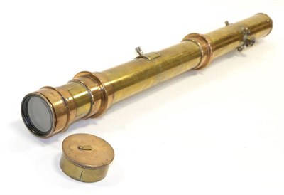 Lot 3133 - Brass Military Single Drawer Telescope with 2'' objective lens, barrel length 35'', with...