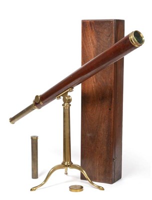 Lot 3136 - Nairne & Blunt No.20 Single Drawer Telescope with 2'' objective lens, wood covered 28'' barrel with