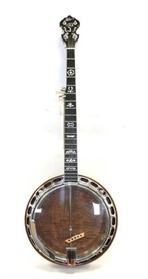 Lot 3041A - Banjo 5-String Reproduction Gibson Mastertone  11'' head, decorative headstock with 'Gibson'...