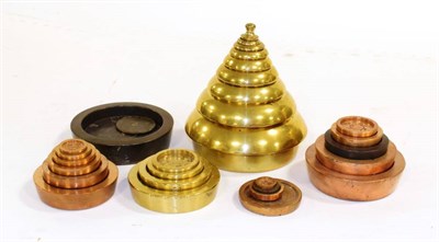 Lot 3142 - Conical Set Of Stacked Flats Weights from 4lb to 1/2oz (9 weights); together with assorted...
