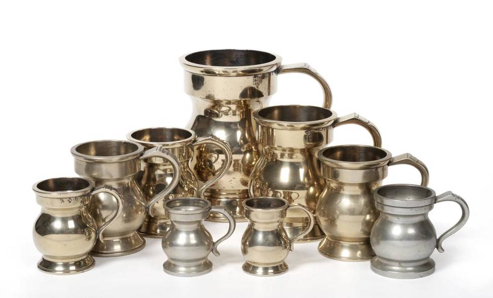 Lot 3151 - Liquid Measures Pint stamped 'VR 360 LCC', Half pint 'VR 29', Gill 'VR 239', Gill 'VR 239 LCC',...