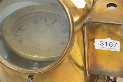 Lot 3167 - J D Lang (Glasgow) Binnacle Compass in brass casing with B190 stamped to top and also on...