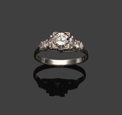 Lot 530 - An Art Deco Diamond Ring, a round brilliant cut diamond with a marquise cut diamond, a round...