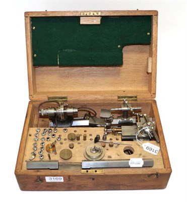 Lot 3169 - Watchmaker's Lathe With Collets in fitted wooden case with various tooling