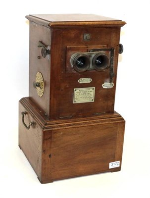 Lot 3172 - Le Taxiphote Stereo Viewer with 24 sets of glass slides in separate cabinet