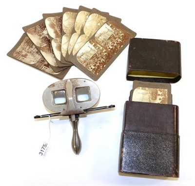 Lot 3175 - The FoldScope hand held stereo card viewer with box of stereo cards including a number of the...