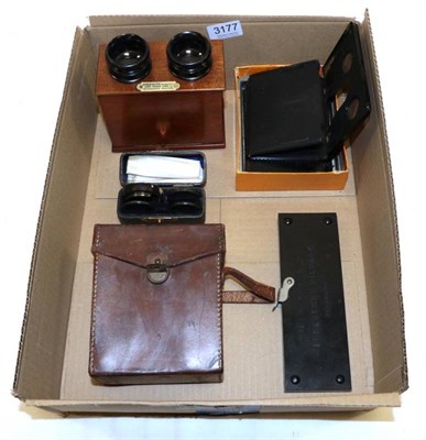 Lot 3177 - Verascope Richard Hand Held Viewer with mahogany case, LeGlyphoscope in leather case, a stereo...