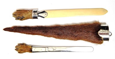 Lot 2118 - Taxidermy: Antique Eurasian Otter Paws and Tail Rudder (Lutra lutra), circa early 20th century, two