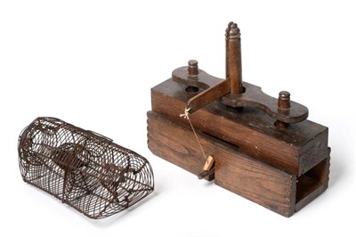 Lot 2300 - Sporting: Two Unusual Victorian Mouse Traps, an oak constructed mouse trap of rectangular form, the