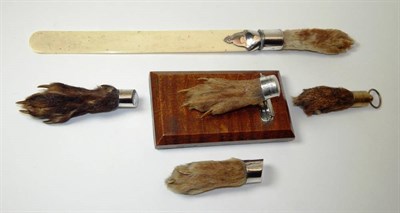 Lot 2318 - Taxidermy: A Collection of Various Red Fox Pads (Vulpes vulpes), circa early 20th century, two paws