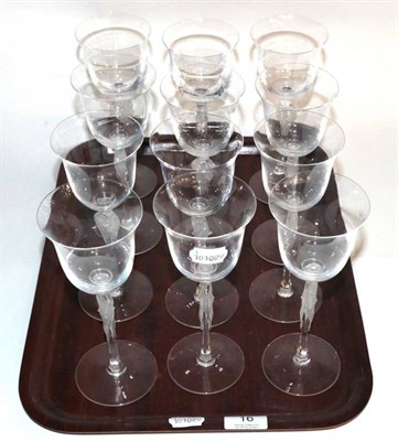 Lot 16 - A set of twelve modern Faberge Pavlova lead crystal wine glasses, circa 1980, design by Igor...