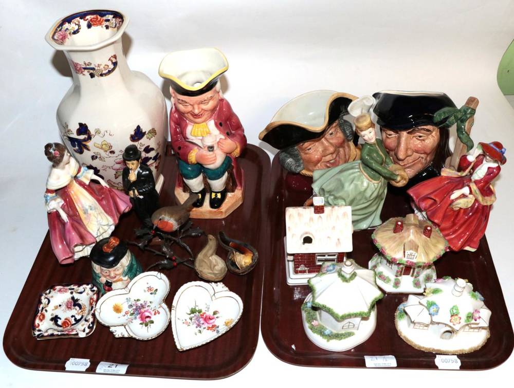 Lot 21 - Assorted collectable ceramics to include Royal Doulton figures and character jugs; Royal Crown...