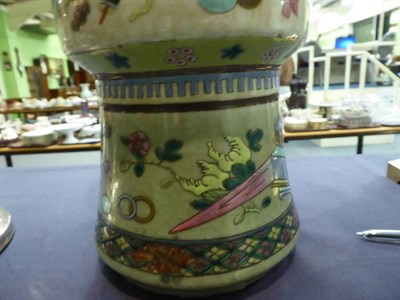 Lot 44 - A Chinese porcelain Gu vase decorated in enamels with vases and precious objects, mark to base,...