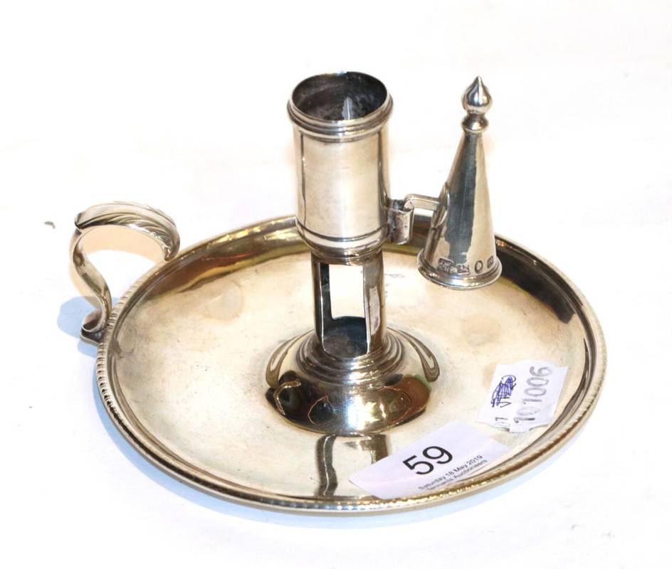 Lot 59 - A George III silver chamberstick, makers mark CB, (Grimwade unregistered 3497), London 1772,...