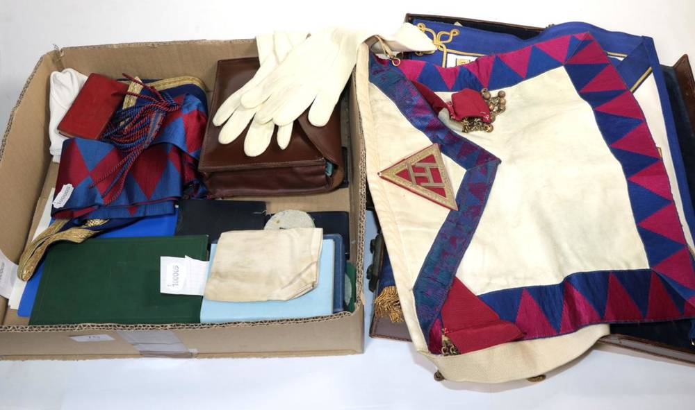 Lot 70 - East Lancashire Masonic interest: a case of assorted regalia and aprons etc