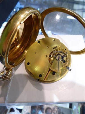 Lot 73 - An 18ct gold open faced keyless pocket watch, signed A & J Bell, Leeds