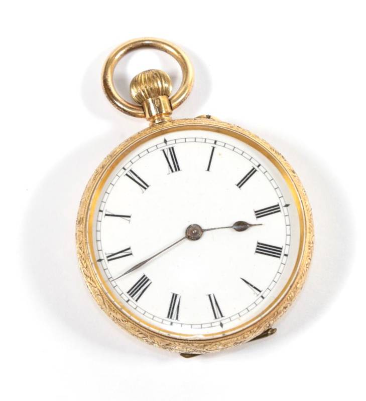 Lot 75 - A Continental lady's fob watch, case covers stamped inside 18k, with a fitted case