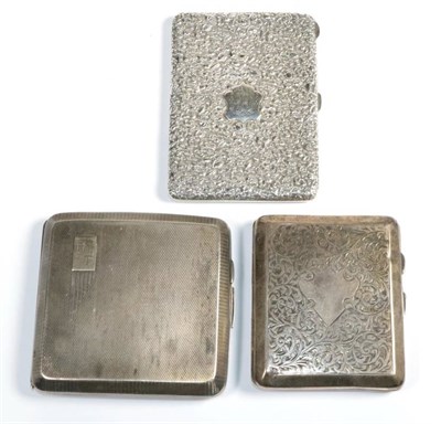 Lot 89 - A Victorian silver card case; together with two later silver cigarette cases