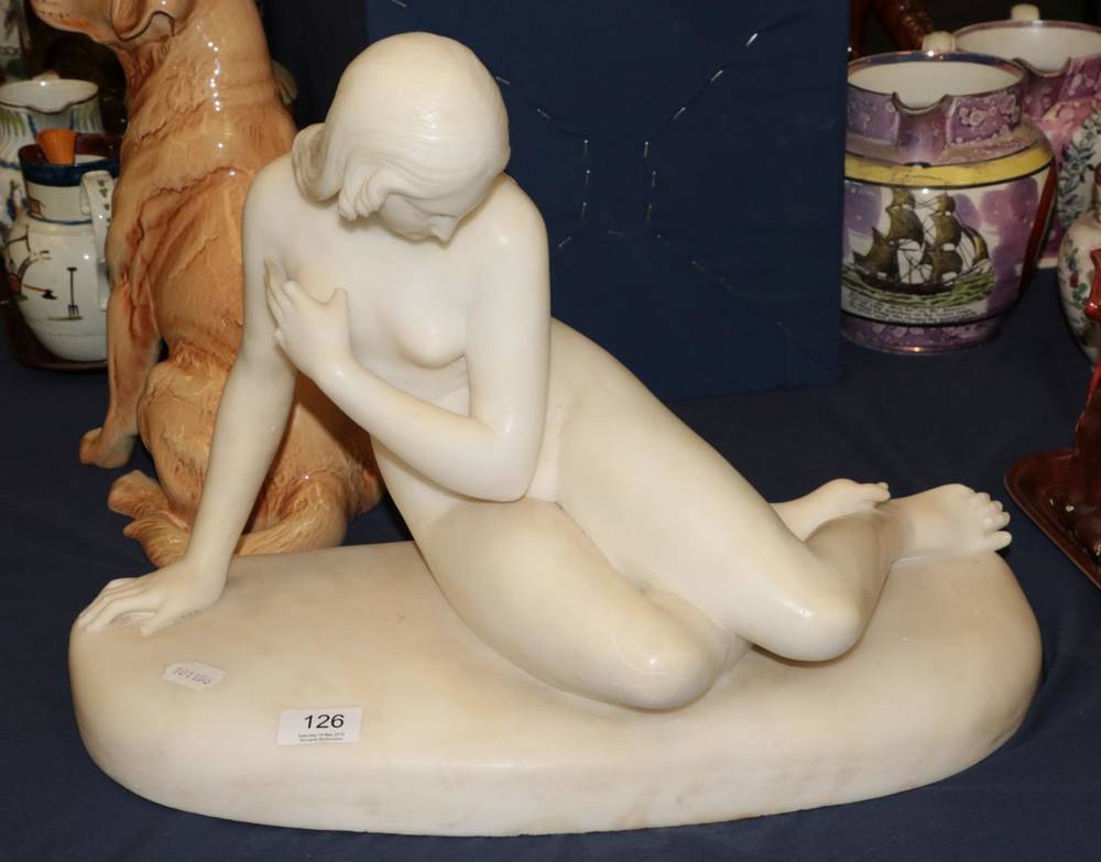 Lot 126 - A carved marble figure of a nude ''Eve at the Fountain'' after Edward Hodges Bailey