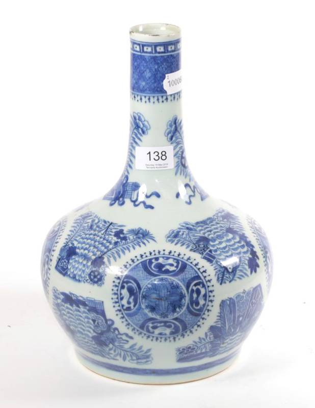Lot 138 - A Chinese blue and white bottle vase (a.f.)