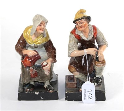 Lot 142 - A pair of pearlware figures of The Cobbler and his Wife
