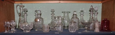Lot 174 - A quantity of decorative ceramics and glass including a whisky decanter with silver gin label,...