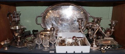 Lot 175 - A large twin handled electroplated tray; together with a group of further silver plated items...