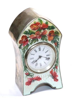 Lot 193 - An Edwardian silver and enamel timepiece, Birmingham 1906 (large repainted section)