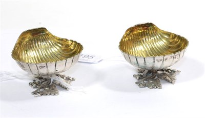 Lot 195 - A pair of Continental silver shell salts, indistinct maker's mark only IGT (?), late 18th...