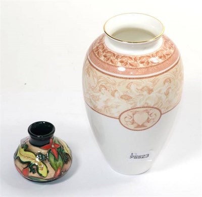 Lot 207 - Siam Leeper for Moorcroft, a miniature Gecko pattern squat baluster vase, bearing seahorse...