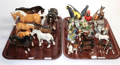 Lot 231 - Beswick horses and foals including shetland pony, stocky jogging mare, shire foal etc; together...
