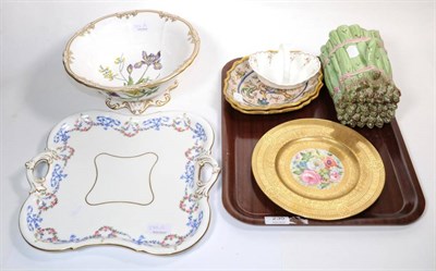 Lot 235 - A modern Spode punch bowl, a Cauldon plate, a pair of faience plates, an asparagus tureen, a...