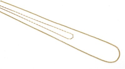 Lot 259 - An 18 carat gold belcher link chain, length 61cm; and a 9 carat gold hay seed link chain,...