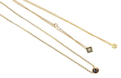 Lot 260 - A 9 carat gold diamond pendant, on a 9 carat gold chain, chain length 38cm; a diamond pendant, on a